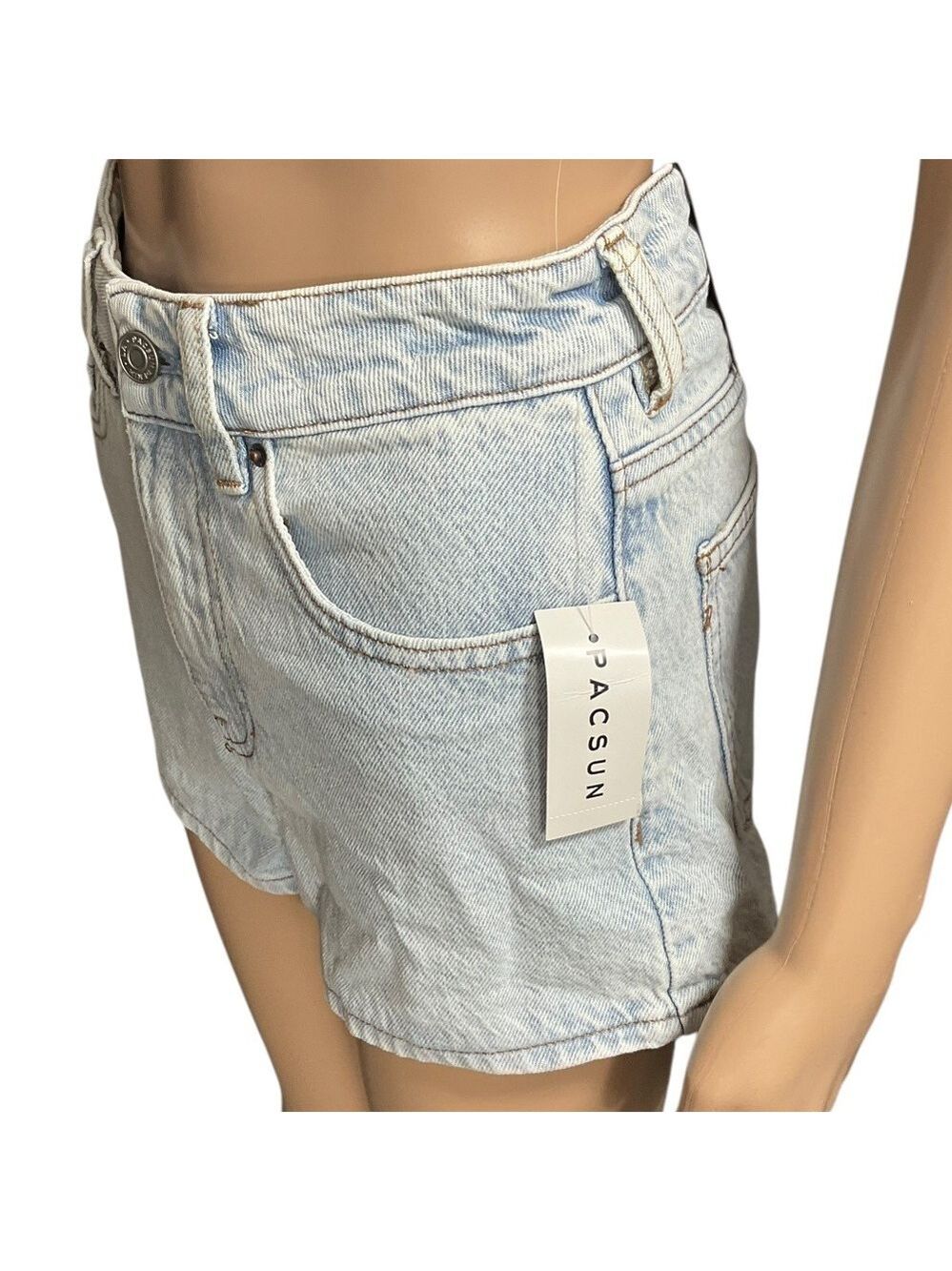 PacSun Mom Short Size 24 Shorts High Rise Light Wash Denim NWT Pacific Sunwear - Picture 4 of 15